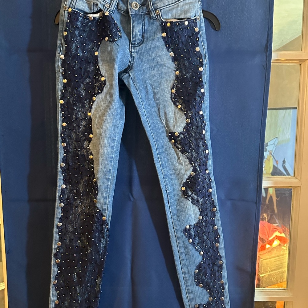 Bebe Lace Embellished Jeans